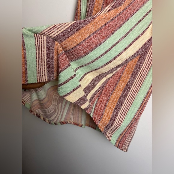 W5 Tank Top Blouse M Striped Multicolor Sleeveless Boho Stretch Button Down Chic - Picture 7 of 12